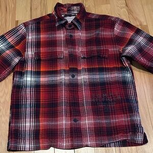 Tommy Hilfiger Men's Red and Black Plaid Shirt